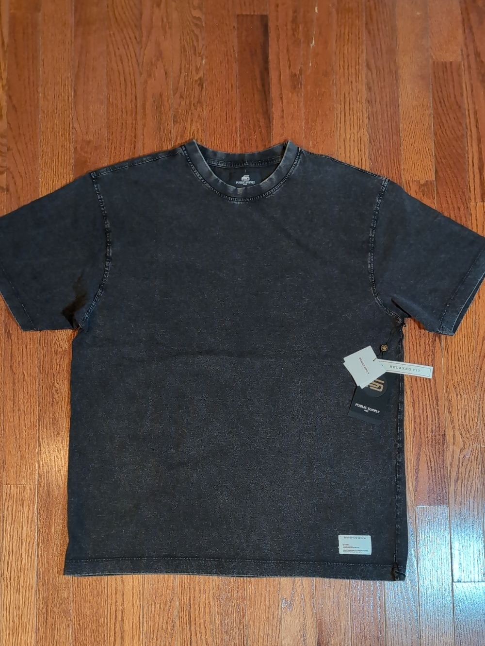 Public Supply Relaxed Fit Short Sleeve Shirt Size XL Black Acid Wash New